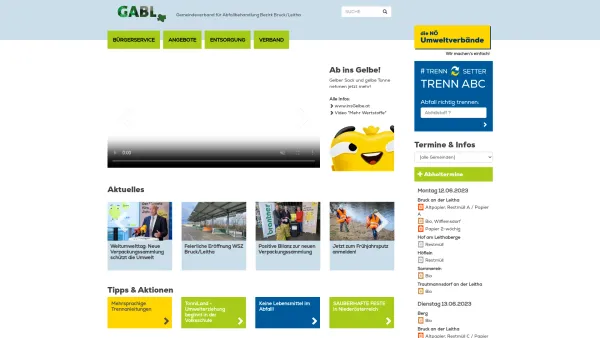 Website Screenshot: GABL Gemeindeverband für Abfallbehandlung Bezirk Bruck an der Leitha - GABL | Aktuelles - Date: 2023-06-14 10:47:29