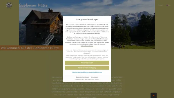 Website Screenshot: Gablonzerhütte - Home - Gablonzer Hütte - Date: 2023-06-22 15:11:40