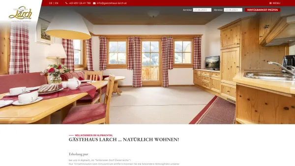 Website Screenshot: Ferienwohnungen Larch - Gästehaus Larch in Alpbach | Gästehaus Larch - Date: 2023-06-22 15:01:20