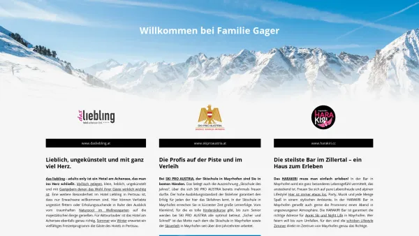 Website Screenshot: KR Manfred GAGER Konditorei Prügeltorte Musik Skischule - Willkommen bei Familie Gager - Date: 2023-06-22 15:01:20