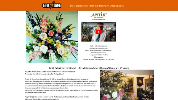 Website Screenshot: Wiener Einkaufsstraßen Online Antik Galerie Lichtental - Antik – Best of Wien - Date: 2023-06-22 15:01:20