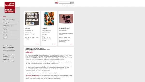 Website Screenshot: KAIBLINGER Galerie & Kunsthandel
Ing. Siegfried Kaiblinger - GALERIE KAIBLINGER - kunst begegnung wien - Home - Date: 2023-06-14 10:37:01