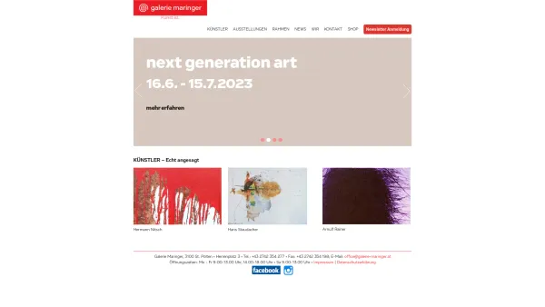 Website Screenshot: Offizielle Webpräsenz der Galerie Maringer St. Pölten Galerie - MAR Website - Date: 2023-06-22 15:01:20