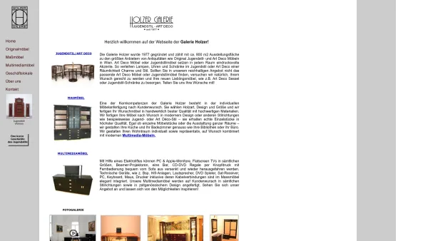 Website Screenshot: Jugendstil und Art Deco Galerie Holzer Antiquitäten und Neuanfertigungen - Antiquitäten Wien - Möbel nach Maß - Jugendstil Lampen - Art Deko - Date: 2023-06-22 15:01:20