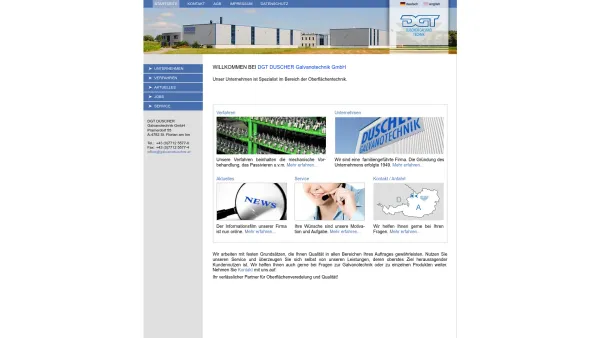 Website Screenshot: DGT Duscher Galvanotechnik - Willkommen bei DGT Duscher Galvanotechnik GmbH - Ihr verlässlicherf Partner für Oberflächenveredelung und Qualität! - Date: 2023-06-22 15:11:40