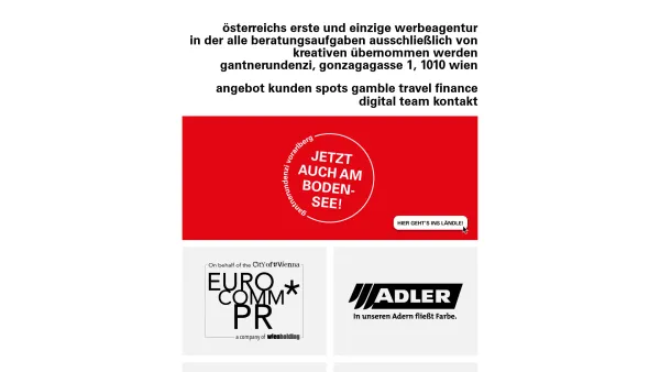 Website Screenshot: gantnerundenzi werbeagentur gmbh - gantnerundenzi österreichs erste kontakterlose werbeagentur - Date: 2023-06-22 15:13:34