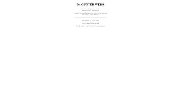 Website Screenshot: Ordination Dr. Weiss Wien - Dr. Günter Weiss - ganzheitsmediziner.at - Willkommen! Welcome! - Date: 2023-06-22 15:13:34