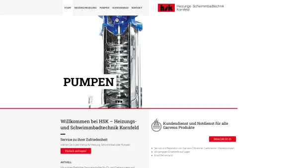 Website Screenshot: Garvens Vesta GesmbH - Startseite - Heizungs- & Schwimmbadtechnik Kornfeld - Date: 2023-06-14 10:36:50