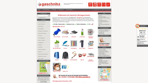 Website Screenshot: Gaschnitz Werbeartikel - Werbeartikel, Werbegeschenke, Werbemittel - Gaschnitz GmbH - Date: 2023-06-26 10:26:21
