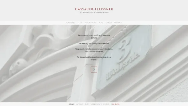 Website Screenshot: Gassauer-Fleissner Rechtsanwälte - We are an independent firm of business lawyers | GASSAUER-FLEISSNER Rechtsanwälte - Date: 2023-06-22 15:01:24