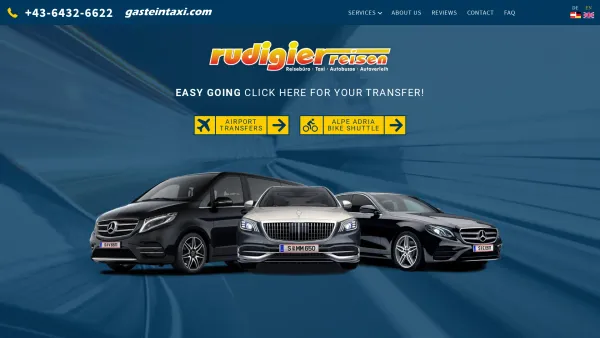 Website Screenshot: RUDIGIER-REISEN Taxi Busreisen Airporttransfer Gastein Autovermietung - Gastein Taxi | Airport Shuttle & 24h taxi service in the Gastein Valley - Date: 2023-06-22 15:01:24