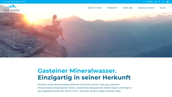 Website Screenshot: Gasteiner Mineralwasser Das Wasser aus den Hohen Tauern - Gasteiner Mineralwasser - Einzigartig in seiner Herkunft - Date: 2023-06-22 15:01:24