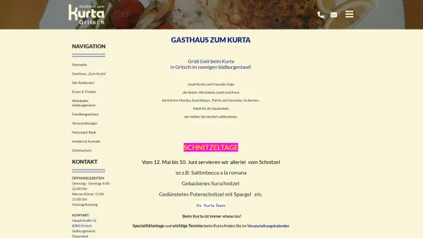 Website Screenshot: Gasthaus "Zum Kurta" - Gasthaus zum Kurta | Gritsch St. Martin im Südburgenland - Date: 2023-06-15 16:02:34