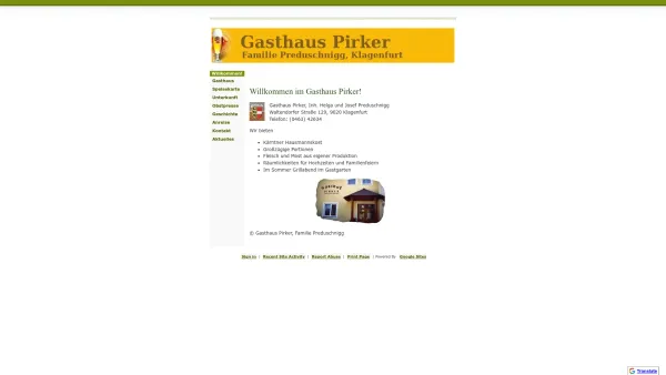 Website Screenshot: Gasthaus Pirker Gasthaus Erian GmbH Co KG - Gasthaus Pirker - Date: 2023-06-22 15:01:25