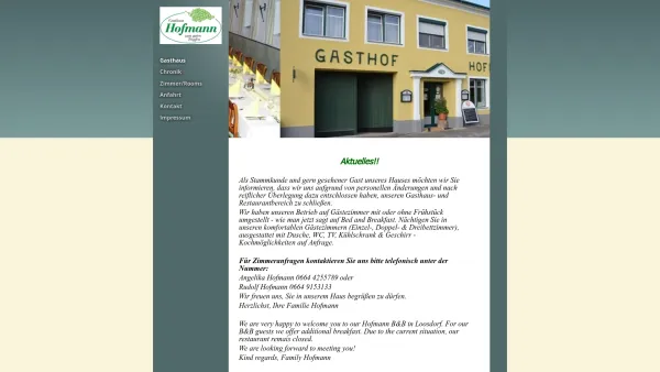 Website Screenshot: Gasthaus Hofmann zum guten Tropfen Loosdorf Niederösterreich - Gasthaus Hofmann Loosdorf - Gasthaus - Date: 2023-06-22 15:13:34