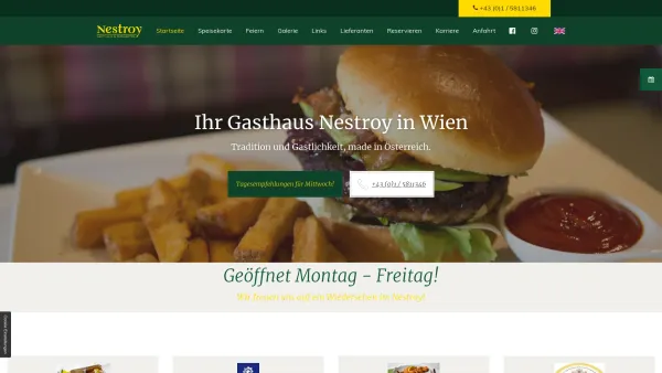 Website Screenshot: Hans Gasthaus Nestroy - Ihr Restaurant mit Biergarten in Wien | Gasthaus Nestroy - Date: 2023-06-22 15:13:34