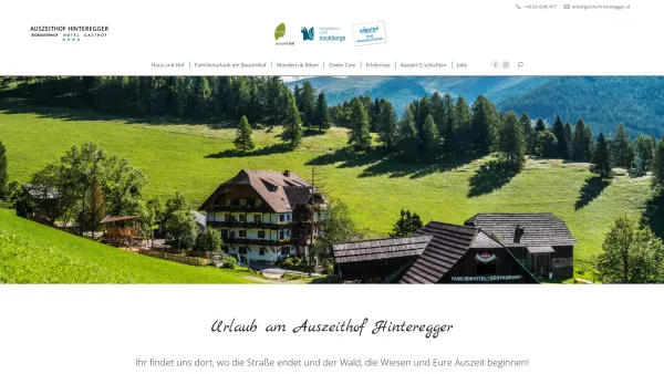 Website Screenshot: Familienhotel Gasthof Hinteregger Bad Kleinkirchheim - Gasthof Hinteregger – Biobauernhof | Hotel | Restaurant - Date: 2023-06-22 15:11:47