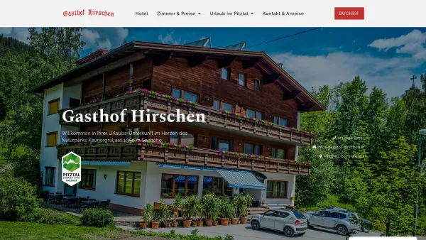 Website Screenshot: Gasthof Hirschen - Hotel im Pitztal - Gasthof Hirschen Piller - Date: 2023-06-22 15:11:47