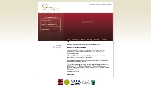 Website Screenshot: Gasthof International - Gasthof International - Home - Date: 2023-06-22 15:11:46
