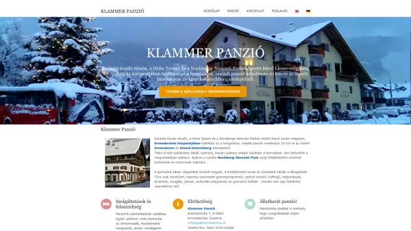 Website Screenshot: Erlebnisgasthof Klammer - Klammer Panzió - Date: 2023-06-22 15:11:47