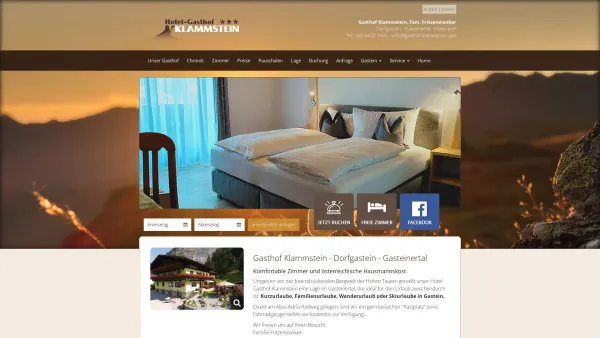 Website Screenshot: Hotel-Gasthof Klammstein - Gasthof Klammstein - gemütliche Zimmer Gastein - Date: 2023-06-22 15:11:47