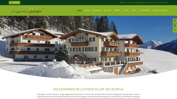 Website Screenshot: Berggasthof Klapf! - Gemütlicher und freundlicher Gasthof im Lechtal in Tirol - Date: 2023-06-22 15:11:47