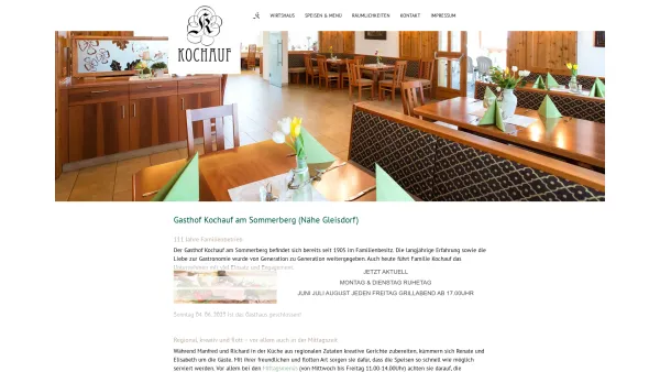 Website Screenshot: Gasthof Kochauf - Gasthof Kochauf | Genießen und Feiern - Date: 2023-06-15 16:02:34