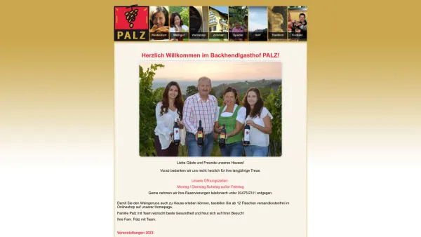Website Screenshot: Backhendlgasthof Palz - Gasthof und Weingut Palz - Date: 2023-06-22 15:11:47
