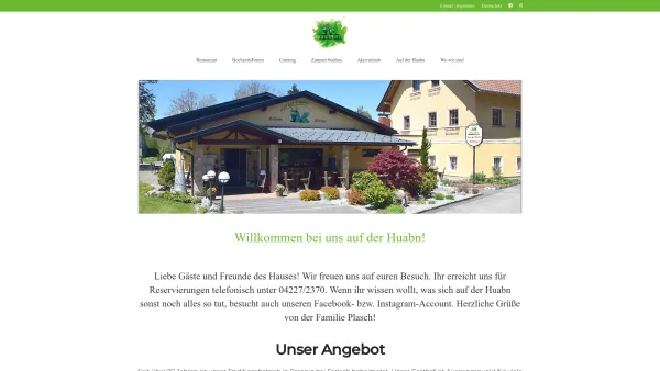 Website Screenshot: Gasthof Pension Plasch - Gasthof Plasch – Auf der Huabn - Date: 2023-06-22 15:11:47
