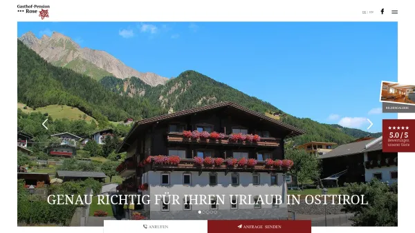 Website Screenshot: Gasthof Pension Rose - Pension Ferienwohnung Rose in Virgen - Gasthof Rose Virgen Osttirol - Date: 2023-06-14 10:40:03