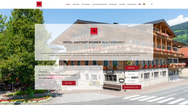 Website Screenshot: Cafè Restaurant Gasthof Rosner - Gasthof Rosner in Altenmarkt / Zauchensee | Ihre Hotel im Zentrum - Date: 2023-06-22 15:11:47