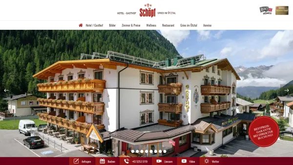 Website Screenshot: Hotel und Gasthof Schöpf Gries bei Längenfeld im Ötztal - Home - Hotel Schöpf Gries bei Längenfeld - Date: 2023-06-22 15:11:47