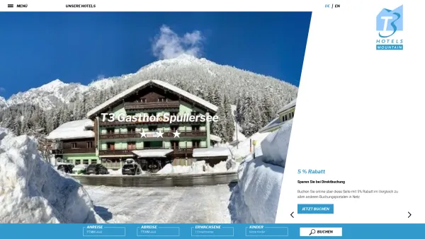 Website Screenshot: Gasthof Spullersee - Skiurlaub Arlberg Hotel – T3 Gasthof Spullersee*** - Date: 2023-06-22 15:11:47