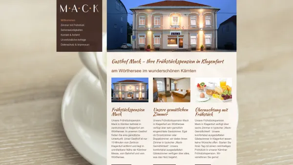 Website Screenshot: Gasthof Mack - Gasthof Mack - Ihre Frühstückspension in Klagenfurt am Wörthersee - Date: 2023-06-15 16:02:34