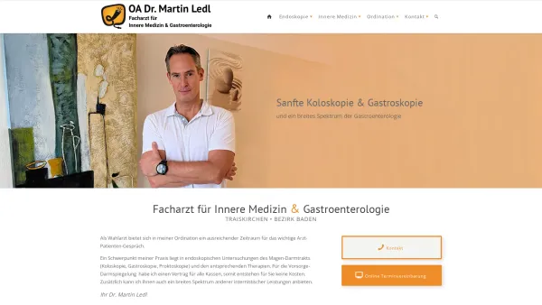 Website Screenshot: Dr. Martin Ledl Gastroenterologie - Gastroskopie / Gastroenterologe - Dr. Martin Ledl - Traiskirchen / Baden - Date: 2023-06-22 15:01:28