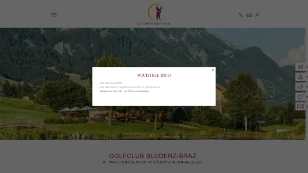 Website Screenshot: Golfclub-Bludenz-Braz 18 Loch Klostertal Arlberg Golfschule Golfturniere Driving Range - Home - Golfclub Bludenz Braz - Date: 2023-06-22 15:01:28