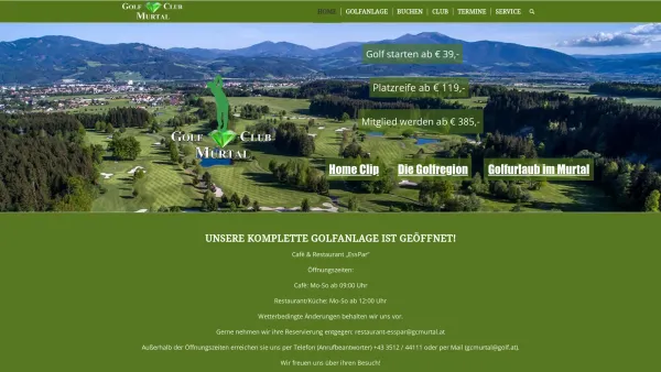 Website Screenshot: Murtal-Golf Errichtungs und GC Murtal Frauenbachstraße 51 8724 Spielberg - Homepage - Golf Club Murtal - Date: 2023-06-22 15:01:28