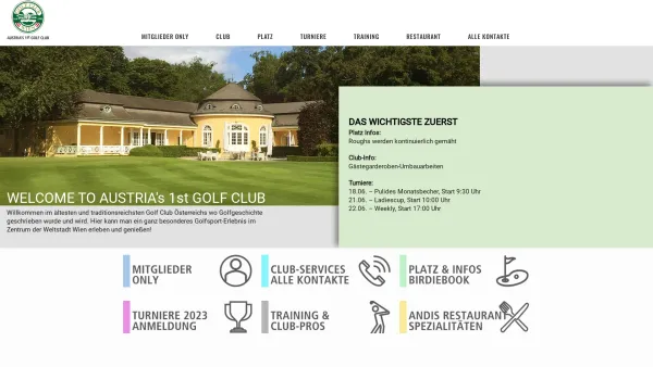 Website Screenshot: Golf Club wien - Golf Club Wien – Austria's 1st Golf Club - Date: 2023-06-22 15:01:28