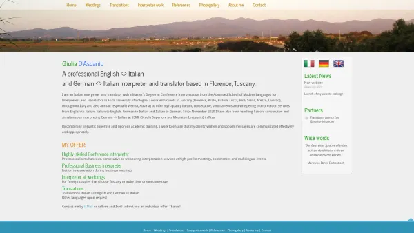 Website Screenshot: Übersetzungsbüro Giulia D\\'Ascanio - Conference interpreter English Italian German in Florence, Tuscany - Date: 2023-06-22 15:01:28