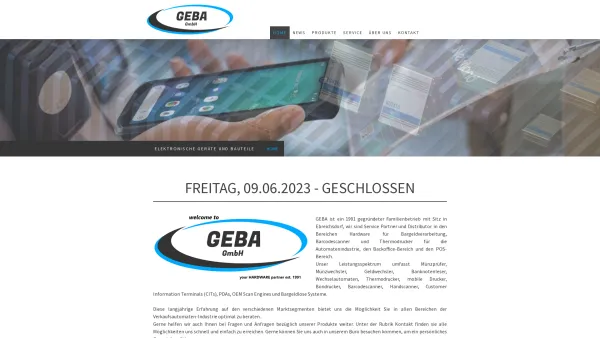Website Screenshot: GEBA Elektronische Geräte und Bauteile HandelsgesmbH - Barcodescanner-Thermodrucker-Bargeldverarbeitung - GEBA - Date: 2023-06-22 15:01:28
