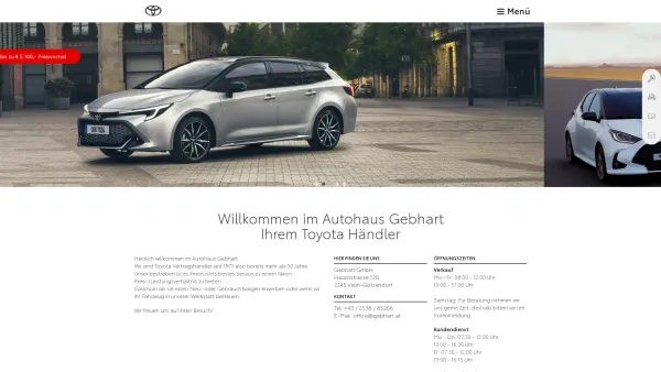Website Screenshot: Toyota Autohaus Gebhart Ges.m.b.H. - Toyota Händler, Velm-Götzendorf, Gebhart GmbH - Date: 2023-06-22 15:11:47
