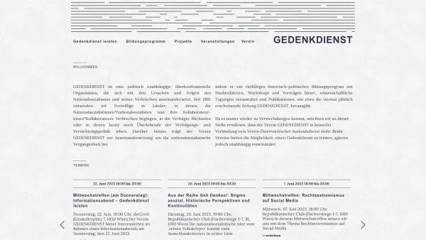 Website Screenshot: VereGEDENKDIENST Zivilersatzdienst Holocaust-Education Europäischer Freiwilligendienst - GEDENKDIENST - Date: 2023-06-22 15:15:47