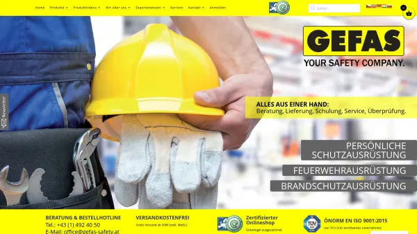 Website Screenshot: GEFAS Gesellschaft für Arbeitssicherheit GmbH
"The Safety Company" - GEFAS Safety GmbH – Arbeitssicherheit & Schutzausrüstungen - Date: 2023-06-15 16:02:34