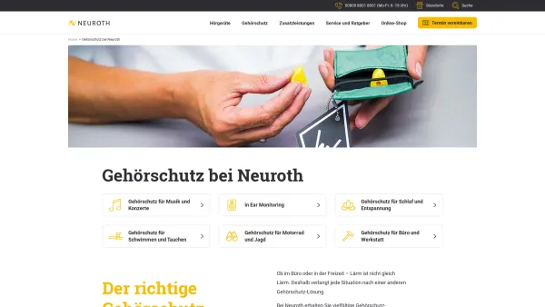 Website Screenshot: Wirtl OEG Gehörschutzakustiker - Individuell angepasster Gehörschutz - Neuroth AT - Date: 2023-06-15 16:02:34