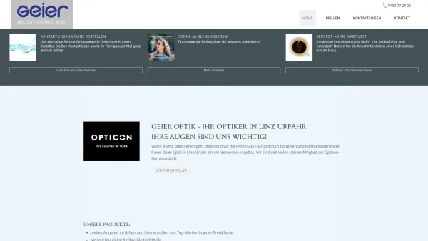 Website Screenshot: Geier-Optik GesmbH - Ihr Optiker in Linz Urfahr - Geier Optik! - Date: 2023-06-22 15:15:48