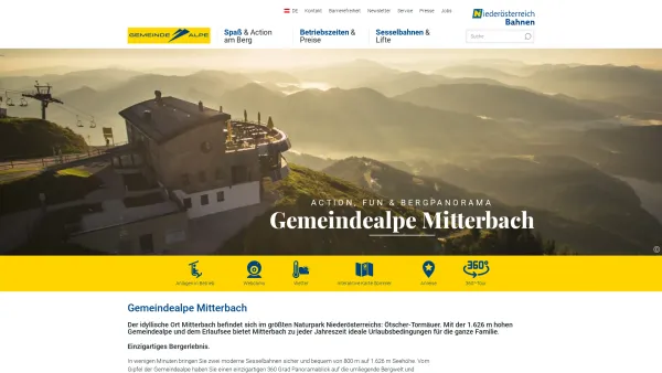 Website Screenshot: Bergbahnen Mitterbach auf der Gemeindealpe Mitterbach Erlaufsee - Gemeindealpe Mitterbach - Mit' m Lift aufi, mit Schwung owa. - Date: 2023-06-22 15:01:32