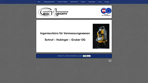 Website Screenshot: GeoTeam Ingenieurbüro für Vermessungswesen Schruf Hubinger Gruber OG - Start (GEO TEAM - Ingenieurbüro für Vermessungswesen) - Date: 2023-06-22 15:01:32