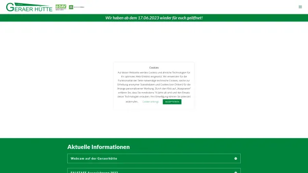 Website Screenshot: Geraer Hütte - Geraerhütte | Schutzhütte im Naturparadies Valsertal - Date: 2023-06-15 16:02:34