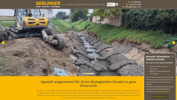 Website Screenshot: Firma Gerlinger Edwin - Erdbau, Wasserbau & Schreitbagger im Bezirk Perg in Oberösterreich - Date: 2023-06-22 15:11:51