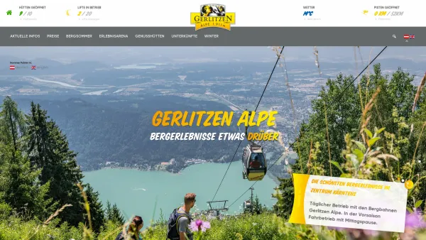 Website Screenshot: Gerlitzen-Kanzelbahn-Touristik GmbH & Co. KG - Gerlitzen Alpe – Skivergnügen, Bergsommer und Hüttenkulinarik in Kärnten - Date: 2023-06-22 15:11:51